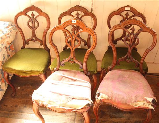 Set of 5 Victorian mahogany chairs on cabriole legs